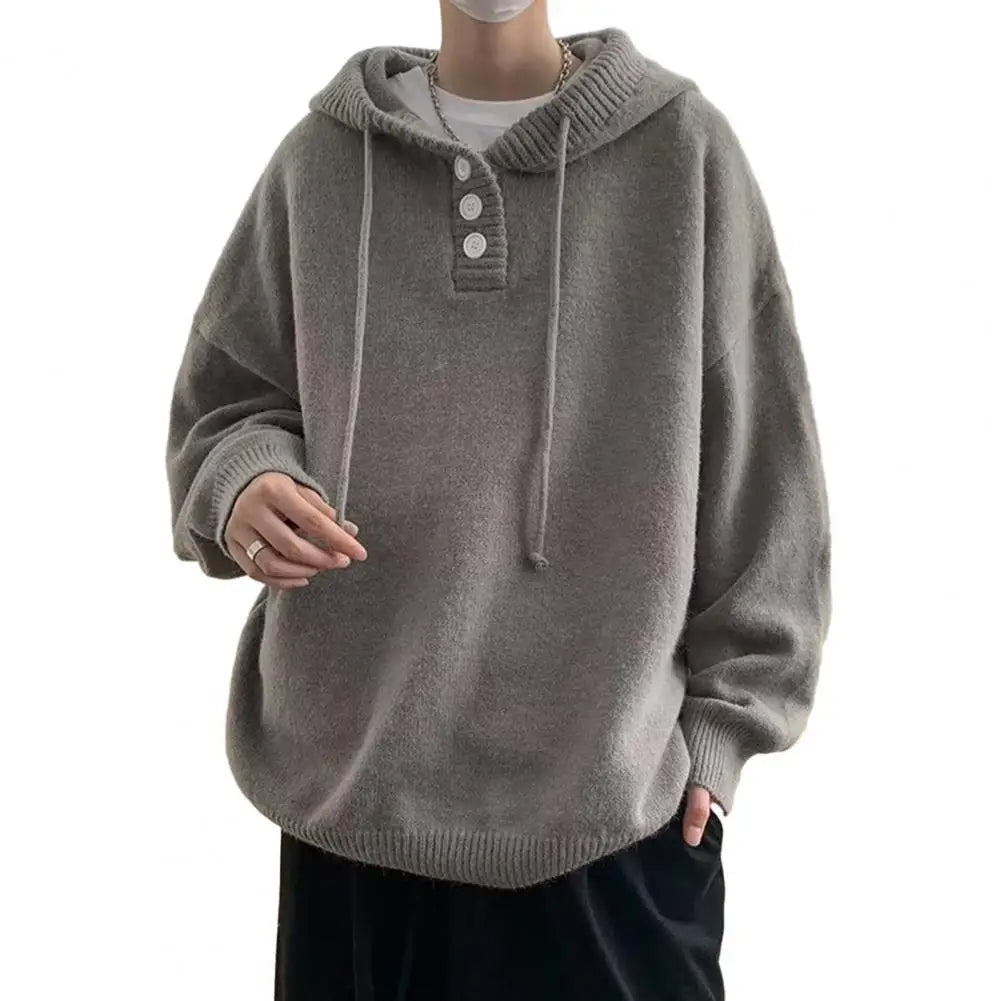 Men Hooded Sweater Spring and Autumn Seasons Japanese Vintage Lazy Coat Male Wearing Hat Knit Casual Fashion Loose Sweater Top