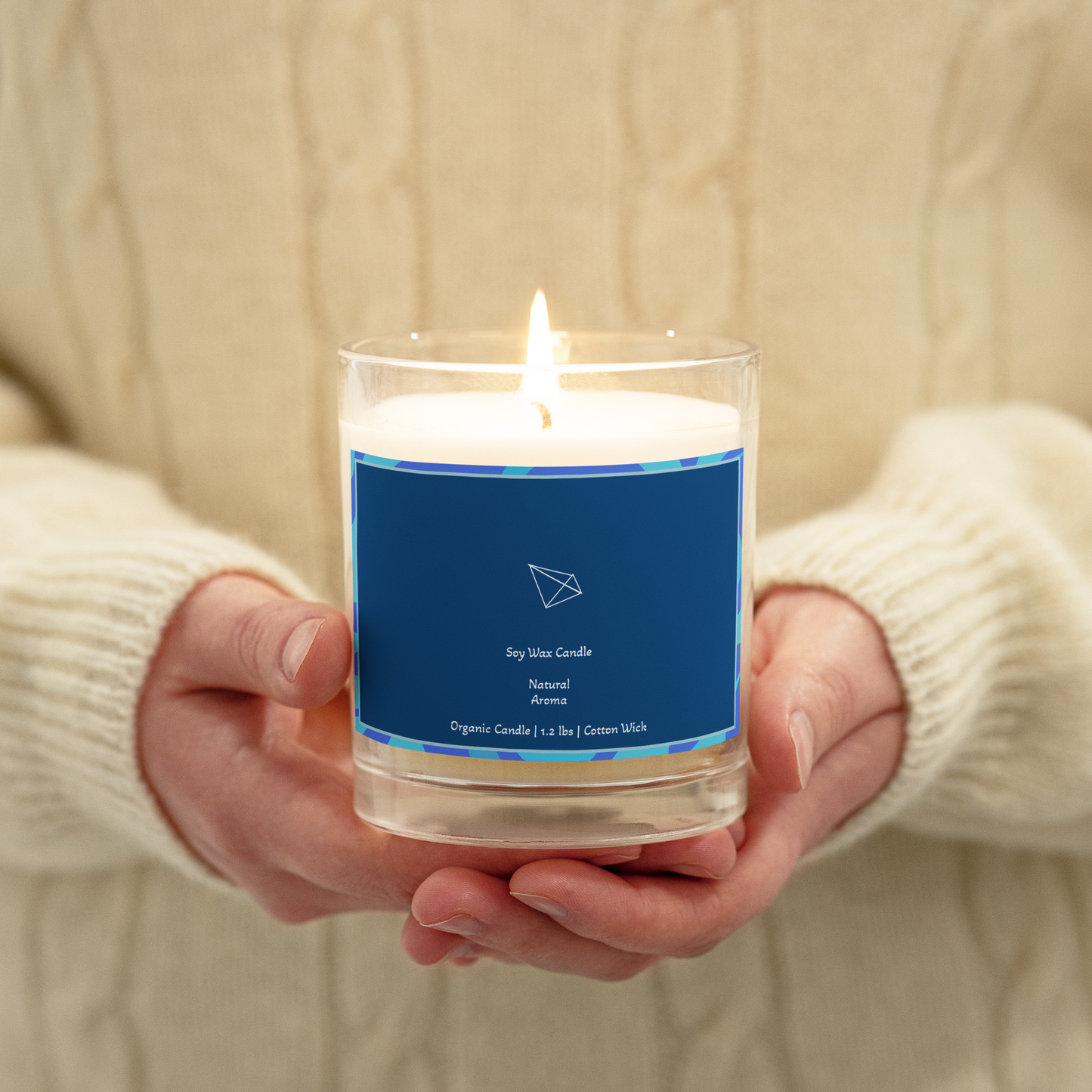 Natural Aroma, Glass jar soy wax candle, Home Decor,