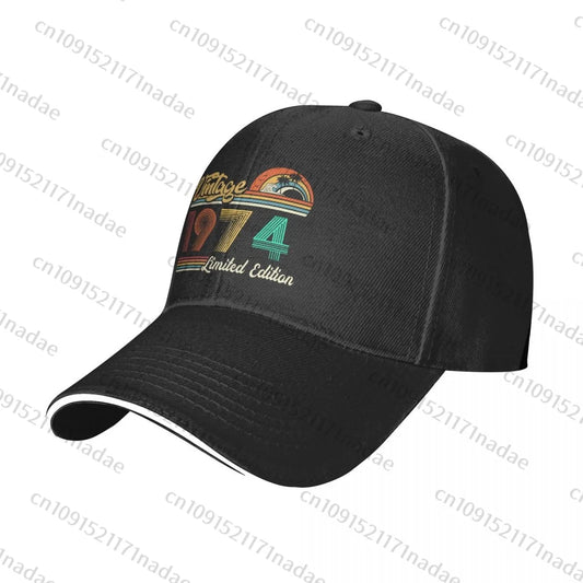 Vintage 1974 Birthday Baseball Caps Hip Hop Sandwich Cap Men Women Adjustable Outdoor Sport Hats
