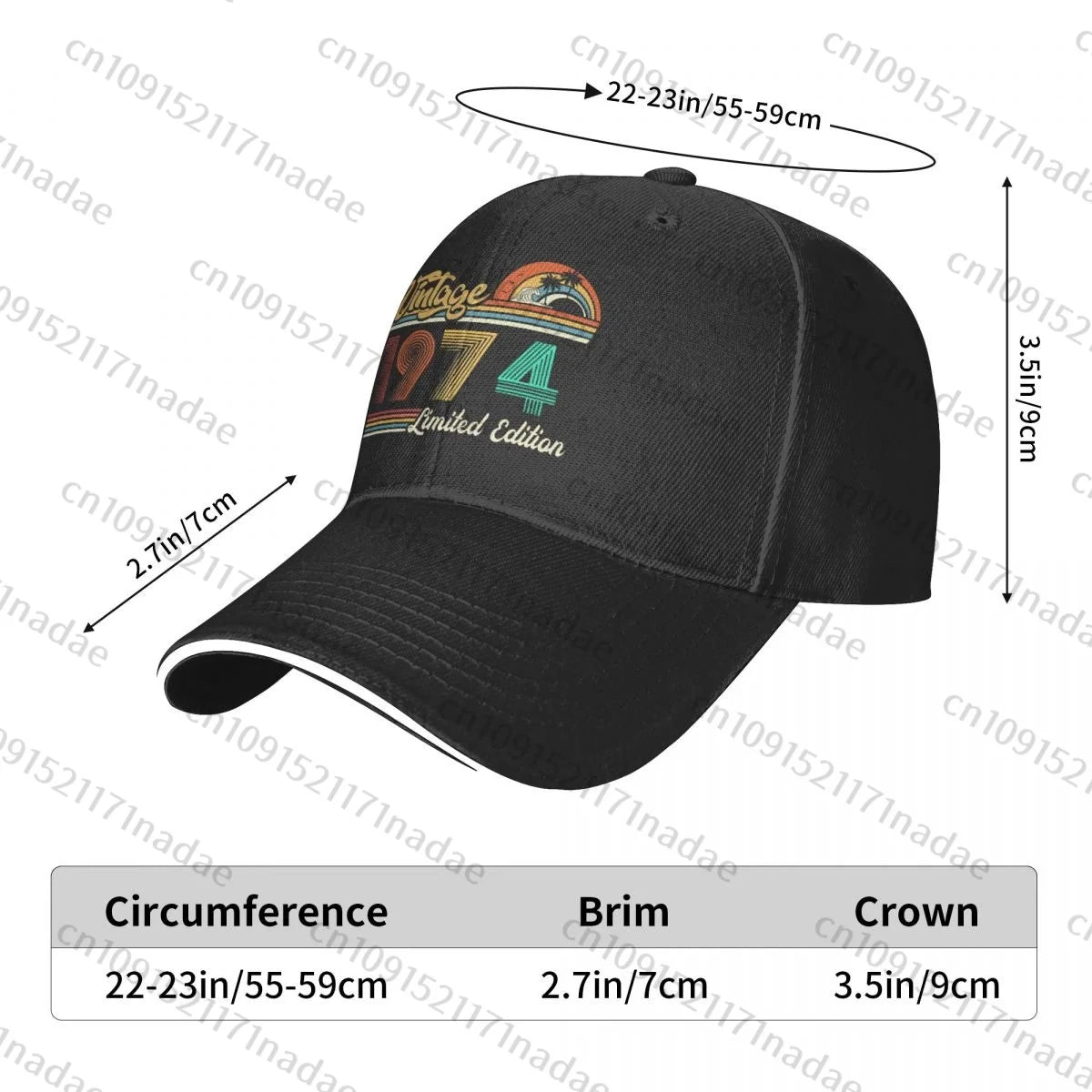 Vintage 1974 Birthday Baseball Caps Hip Hop Sandwich Cap Men Women Adjustable Outdoor Sport Hats