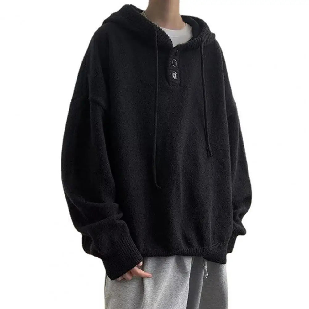 Men Hooded Sweater Spring and Autumn Seasons Japanese Vintage Lazy Coat Male Wearing Hat Knit Casual Fashion Loose Sweater Top