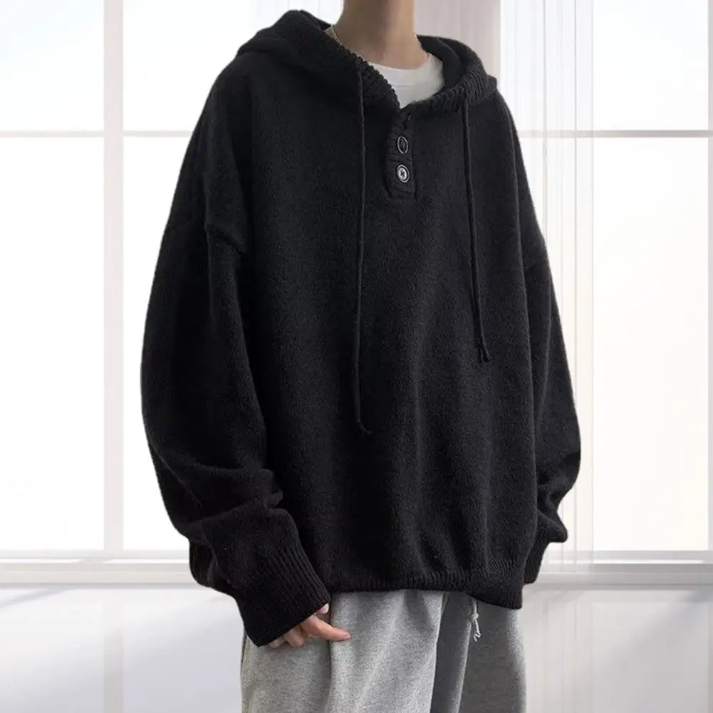 Men Hooded Sweater Spring and Autumn Seasons Japanese Vintage Lazy Coat Male Wearing Hat Knit Casual Fashion Loose Sweater Top