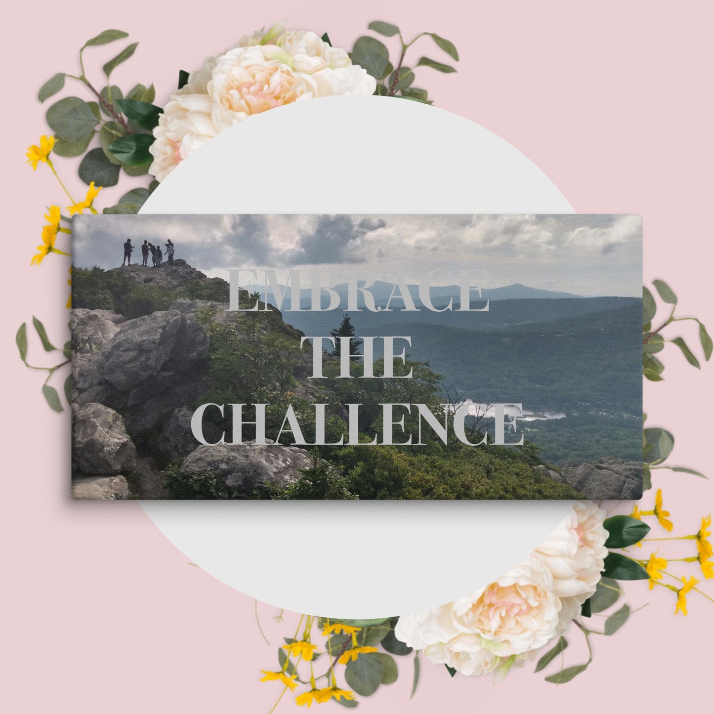 Inspirational Wall Art Mountain Landscape Canvas Home Office Decor Embrace Challenge Quote Nature Gift Motivational Print Bedroom Decor