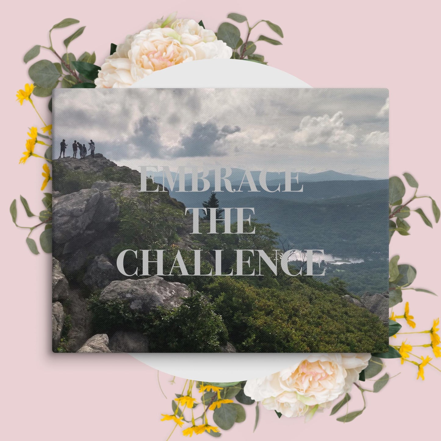 Inspirational Wall Art Mountain Landscape Canvas Home Office Decor Embrace Challenge Quote Nature Gift Motivational Print Bedroom Decor