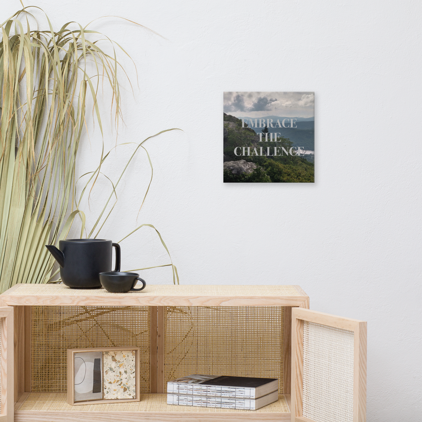 Inspirational Wall Art Mountain Landscape Canvas Home Office Decor Embrace Challenge Quote Nature Gift Motivational Print Bedroom Decor