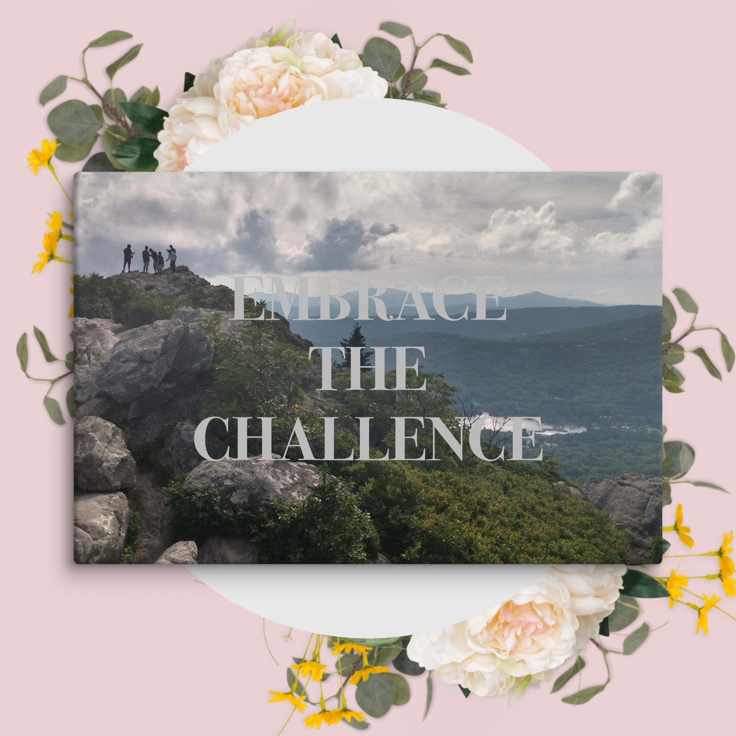 Inspirational Wall Art Mountain Landscape Canvas Home Office Decor Embrace Challenge Quote Nature Gift Motivational Print Bedroom Decor