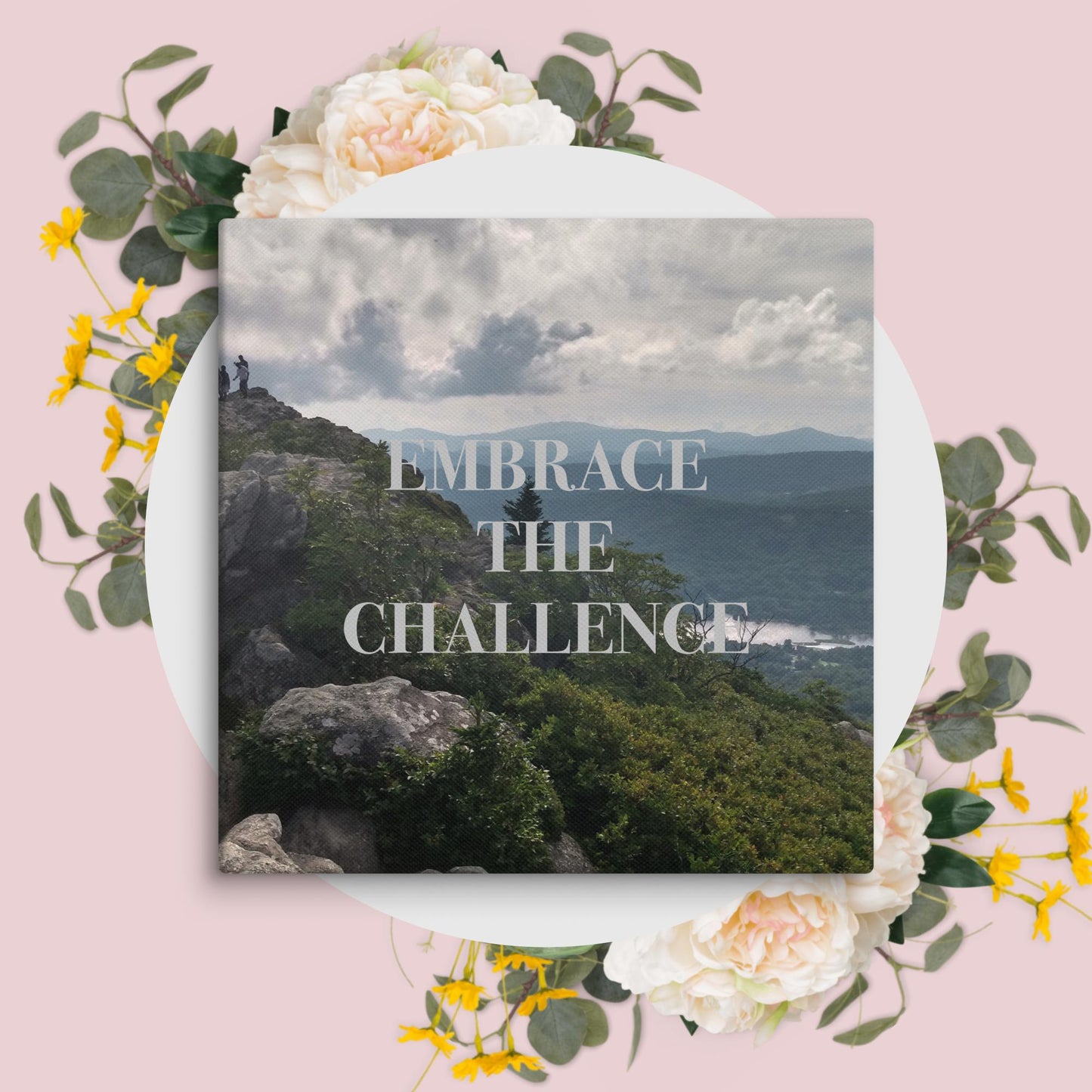 Inspirational Wall Art Mountain Landscape Canvas Home Office Decor Embrace Challenge Quote Nature Gift Motivational Print Bedroom Decor