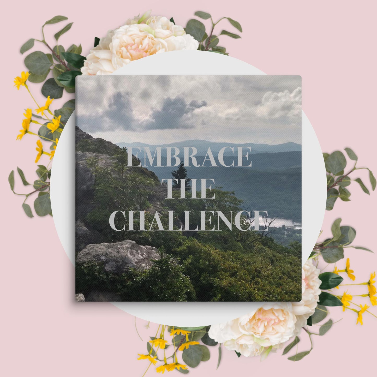 Inspirational Wall Art Mountain Landscape Canvas Home Office Decor Embrace Challenge Quote Nature Gift Motivational Print Bedroom Decor