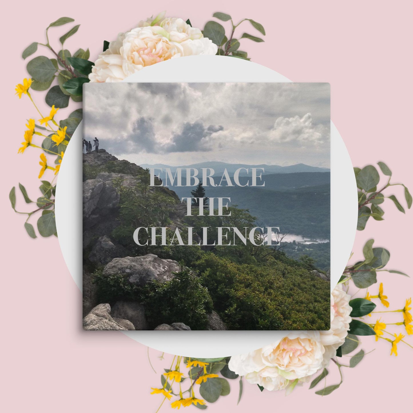 Inspirational Wall Art Mountain Landscape Canvas Home Office Decor Embrace Challenge Quote Nature Gift Motivational Print Bedroom Decor