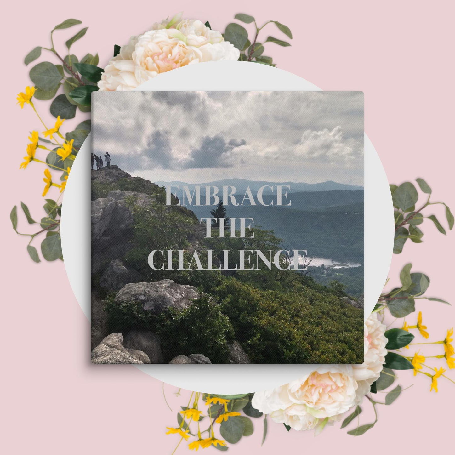 Inspirational Wall Art Mountain Landscape Canvas Home Office Decor Embrace Challenge Quote Nature Gift Motivational Print Bedroom Decor
