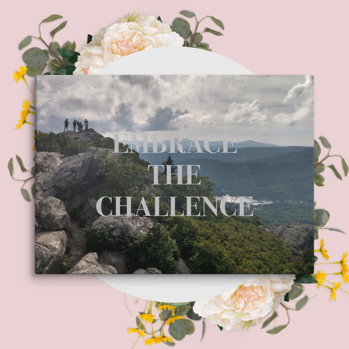 Inspirational Wall Art Mountain Landscape Canvas Home Office Decor Embrace Challenge Quote Nature Gift Motivational Print Bedroom Decor