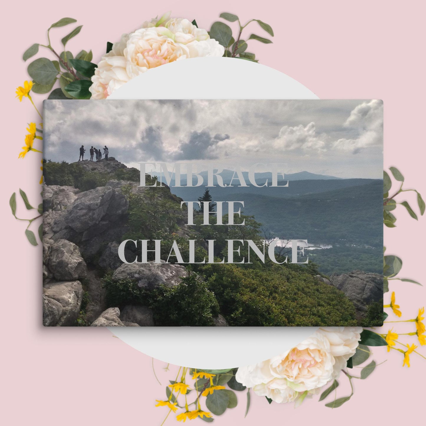 Inspirational Wall Art Mountain Landscape Canvas Home Office Decor Embrace Challenge Quote Nature Gift Motivational Print Bedroom Decor
