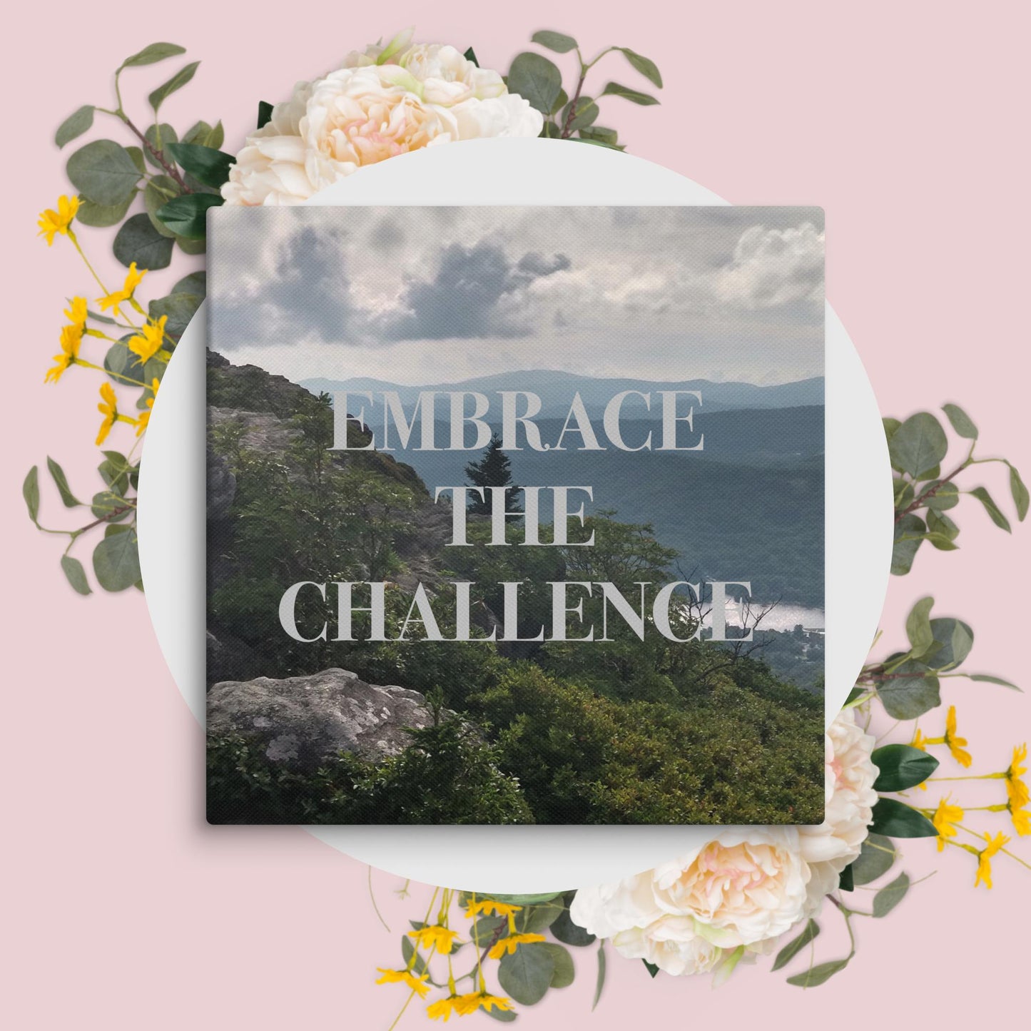 Inspirational Wall Art Mountain Landscape Canvas Home Office Decor Embrace Challenge Quote Nature Gift Motivational Print Bedroom Decor