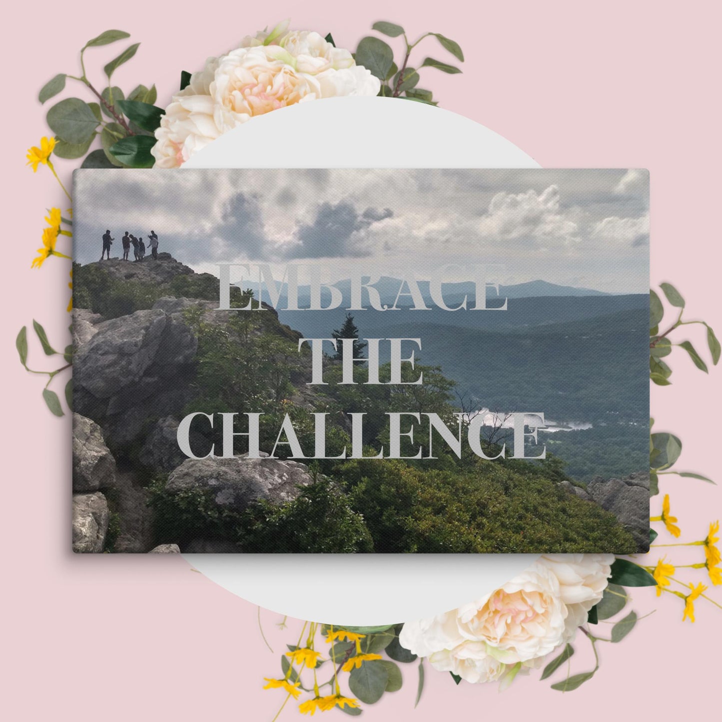Inspirational Wall Art Mountain Landscape Canvas Home Office Decor Embrace Challenge Quote Nature Gift Motivational Print Bedroom Decor