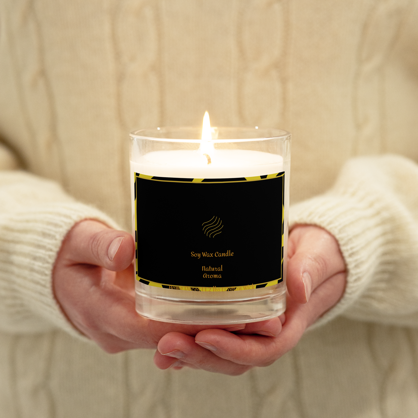 Natural Aroma, Glass jar soy wax candle, Home Decor, Decoration
