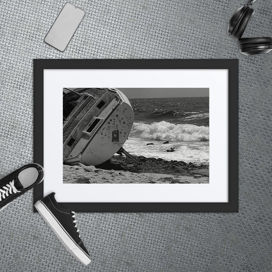 Ship-Wreck Black and White photo, Framed poster