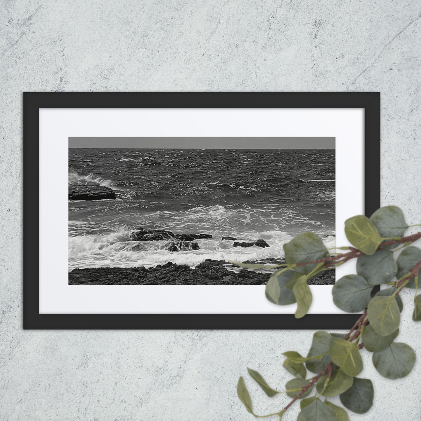 BLACK AND WHITE, COAST, Framed poster