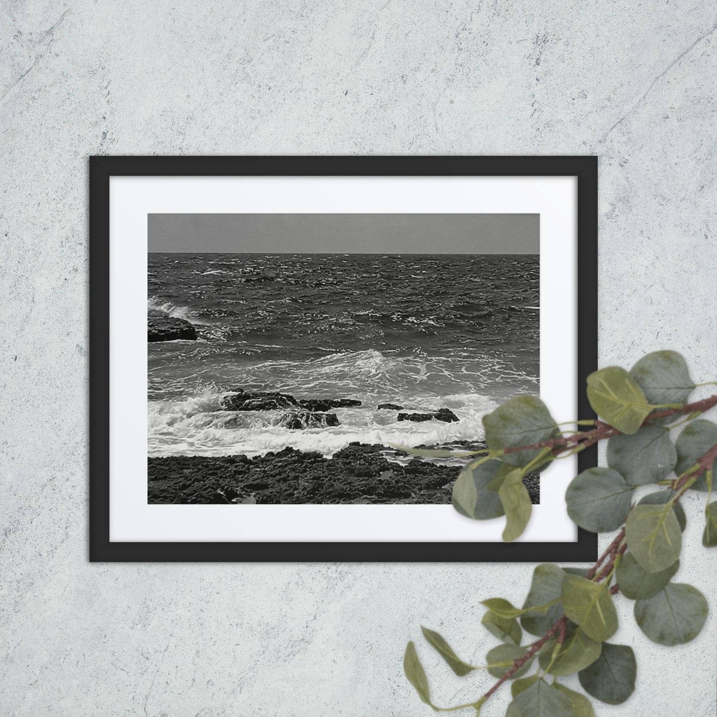 BLACK AND WHITE, COAST, Framed poster