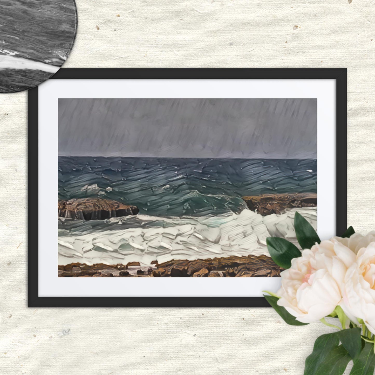 Waves at the Curacao, Framed poster