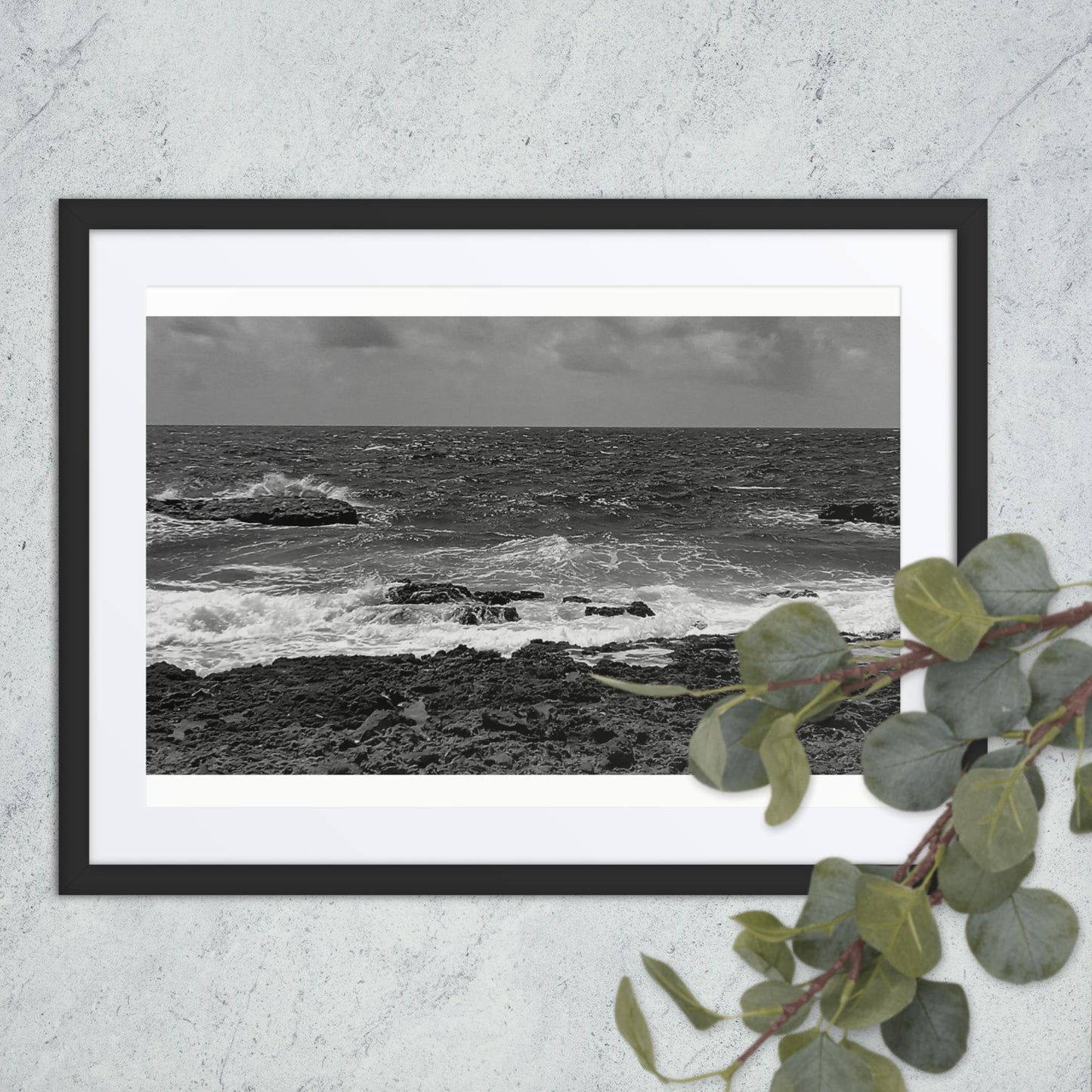 BLACK AND WHITE, COAST, Framed poster