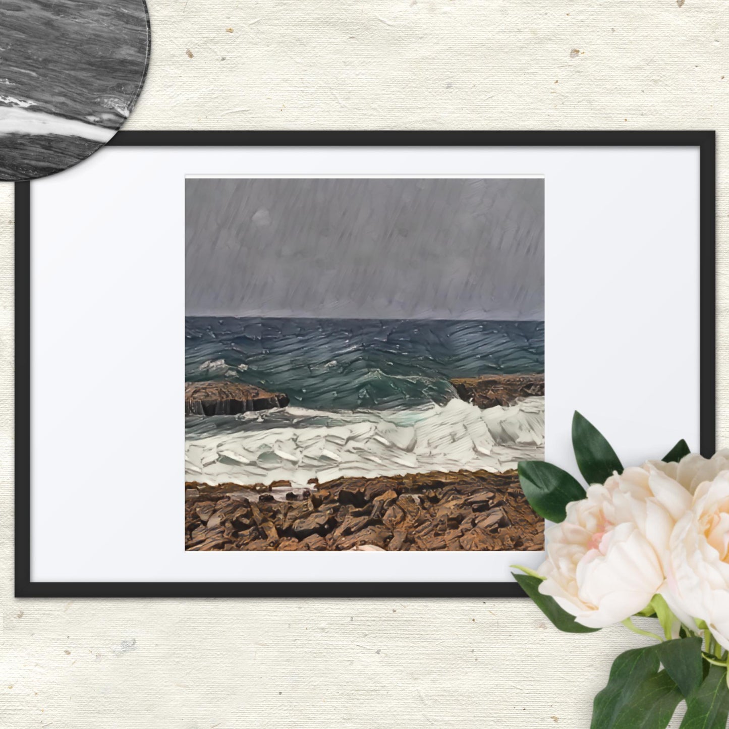 Waves at the Curacao, Framed poster