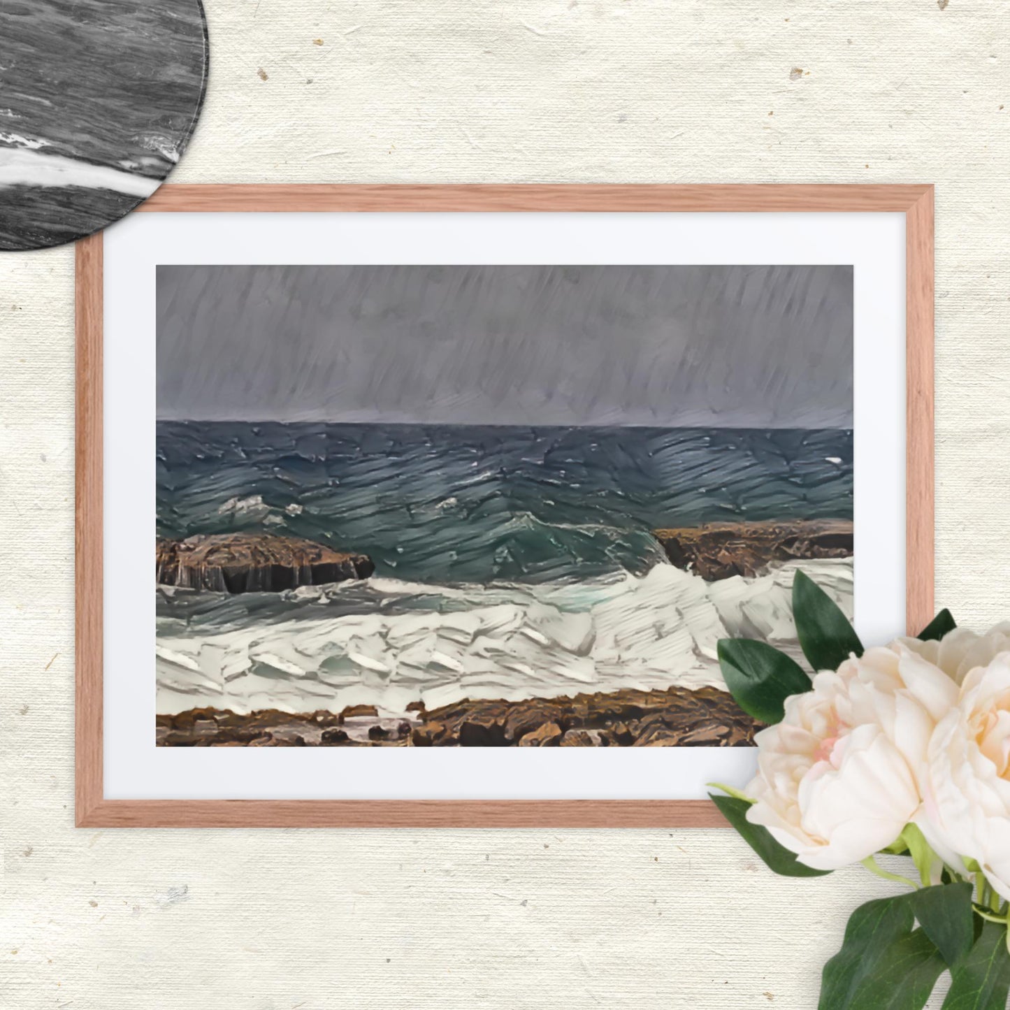 Waves at the Curacao, Framed poster