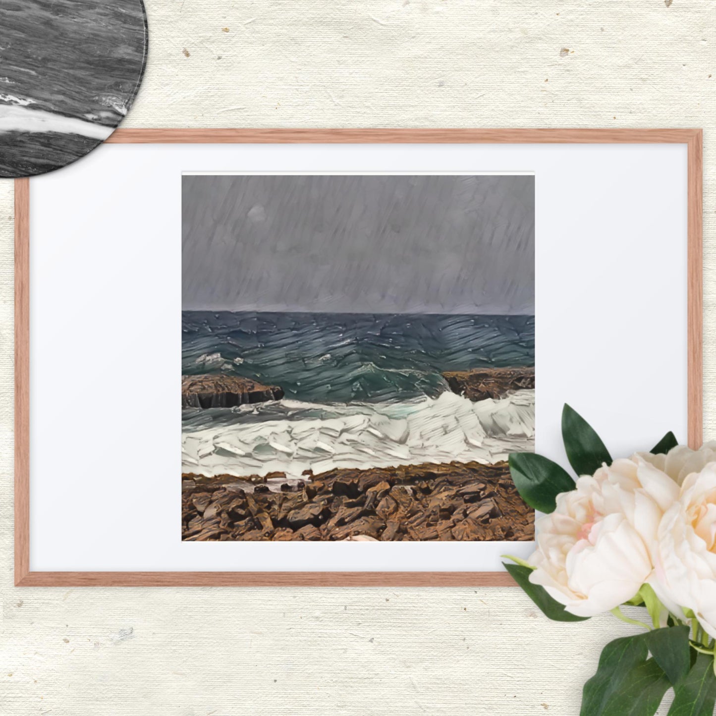 Waves at the Curacao, Framed poster
