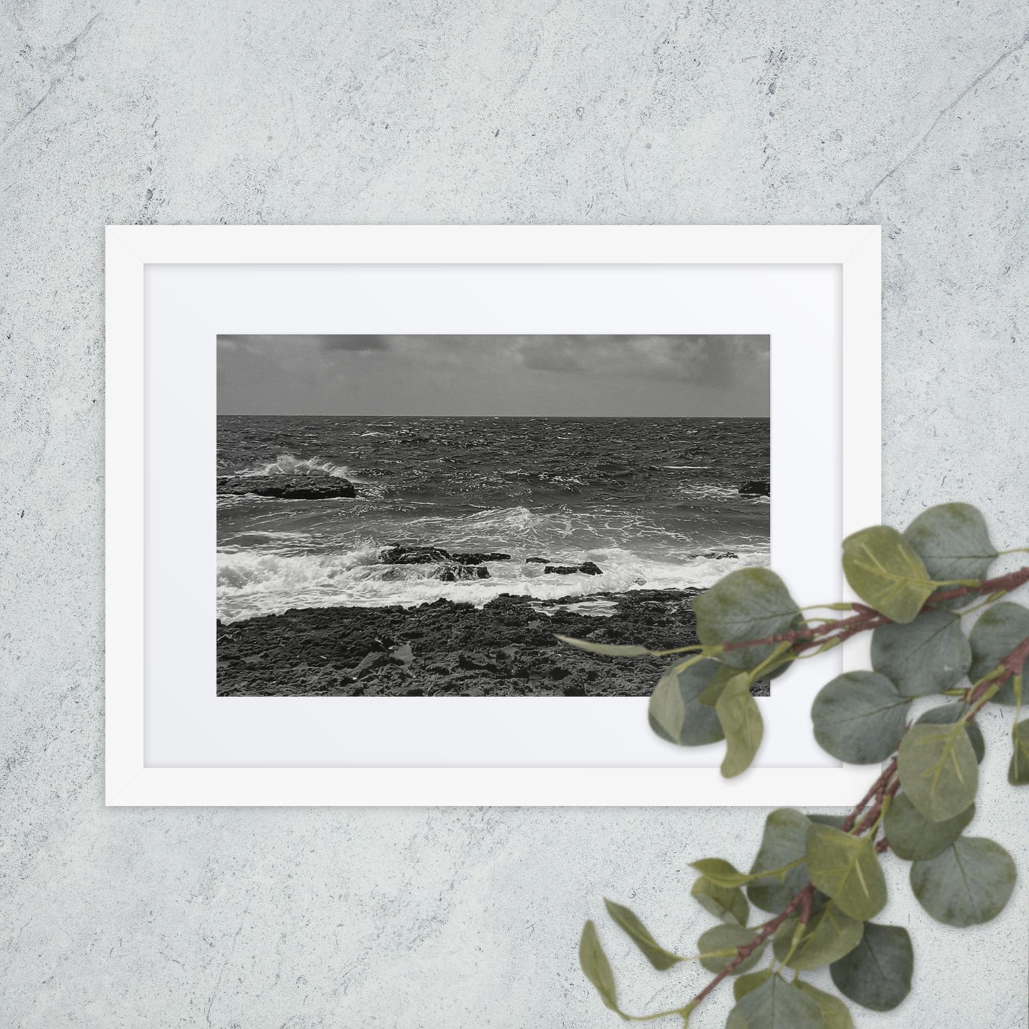 BLACK AND WHITE, COAST, Framed poster
