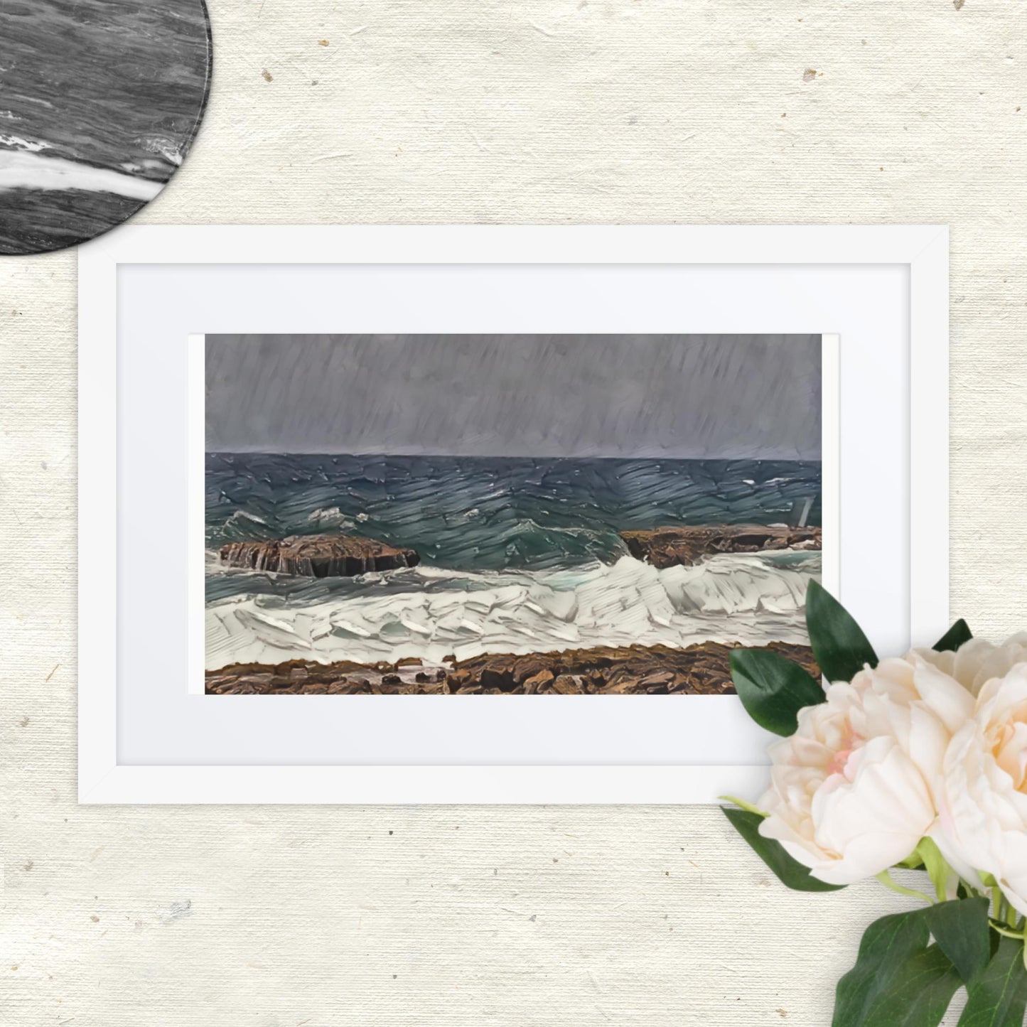 Waves at the Curacao, Framed poster