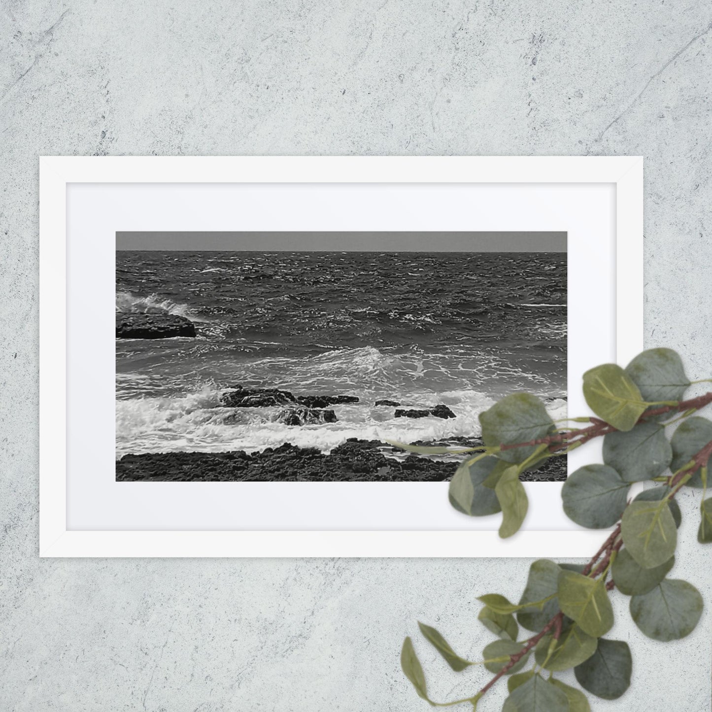 BLACK AND WHITE, COAST, Framed poster