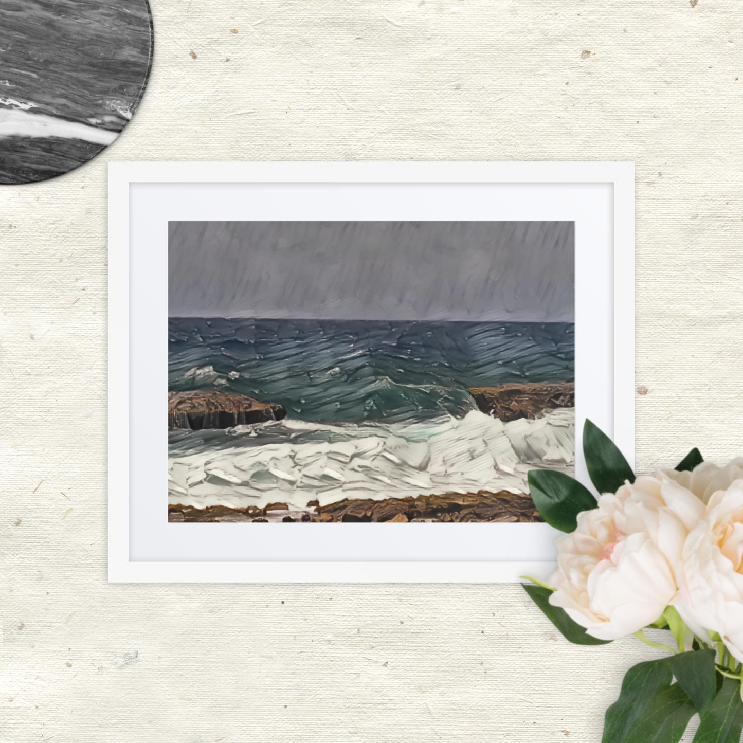 Waves at the Curacao, Framed poster