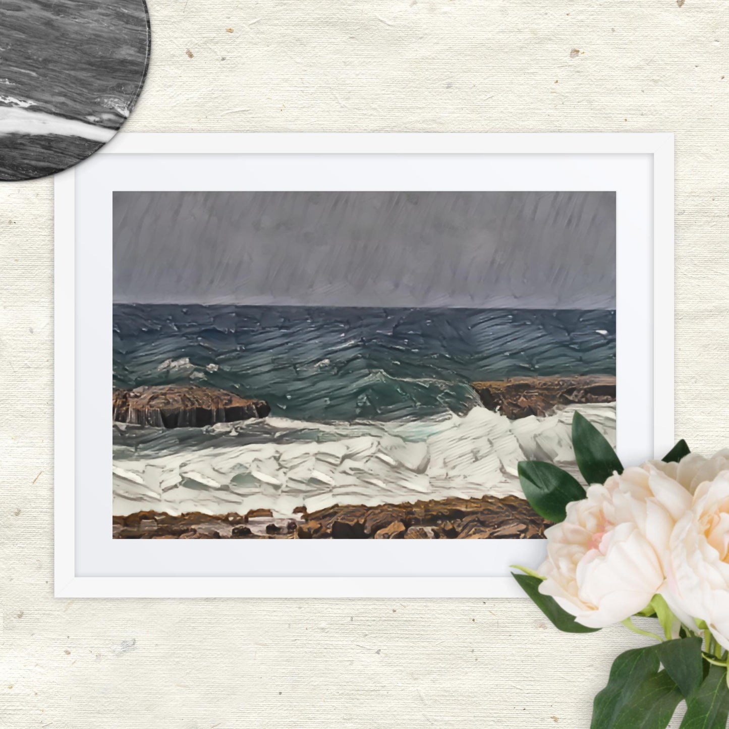 Waves at the Curacao, Framed poster
