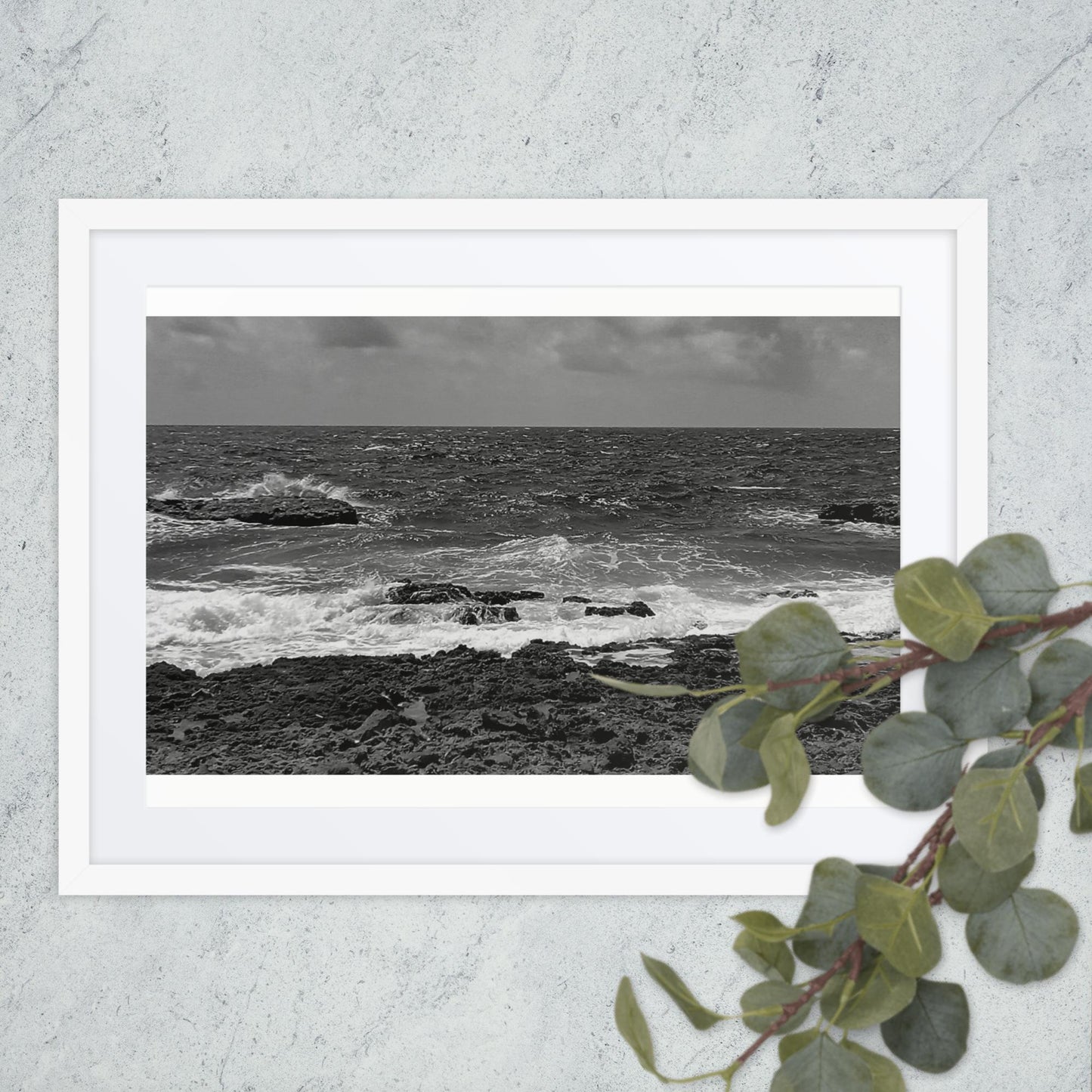 BLACK AND WHITE, COAST, Framed poster