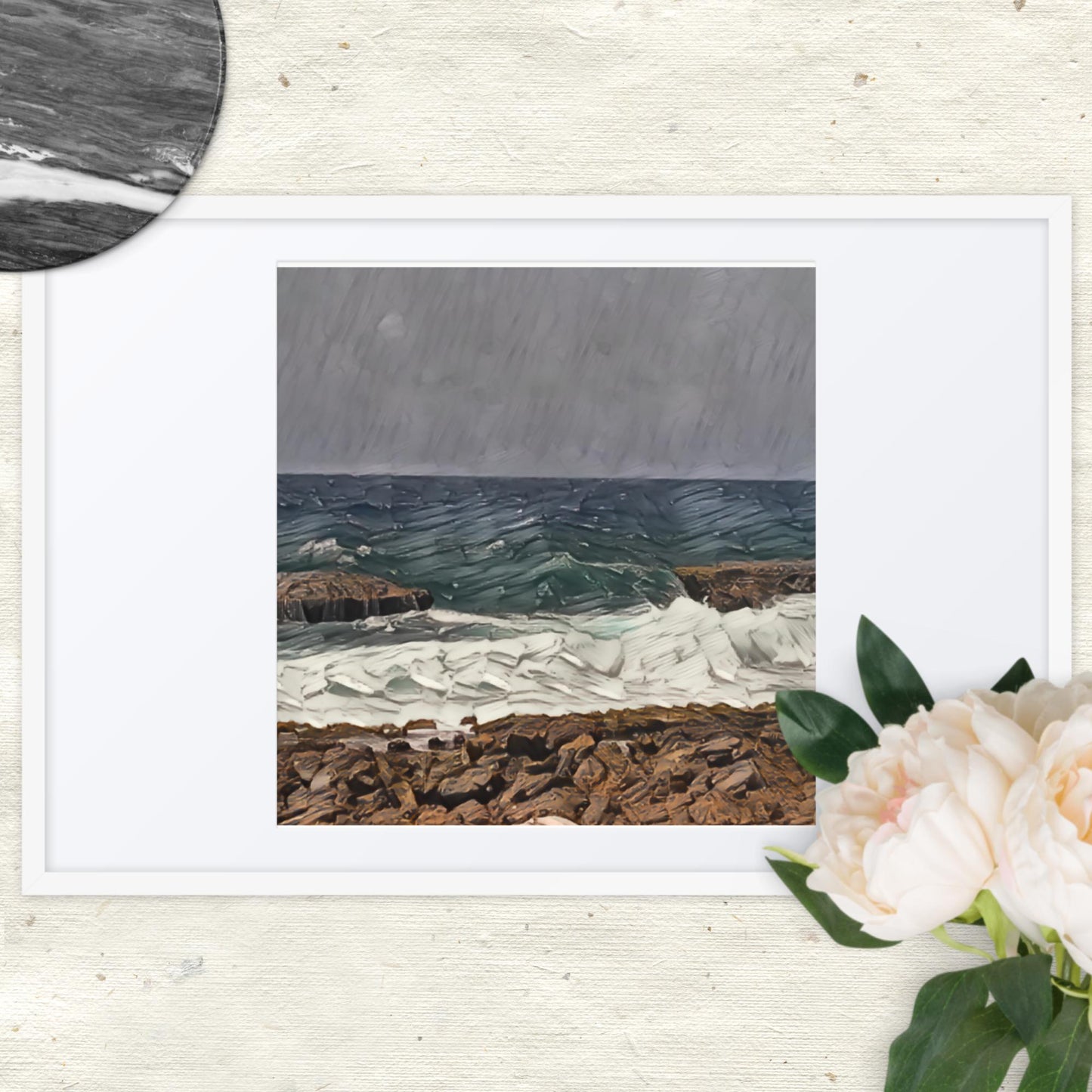 Waves at the Curacao, Framed poster