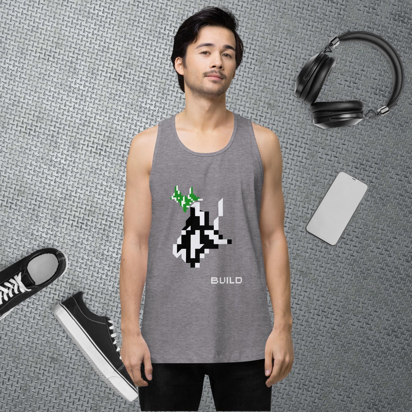 Pixel Art Tank Top Gaming Tank Gamer Gift Deer Pixel Art Workout Clothes Gaming Apparel Retro Gym Top Summer Streetwear Gift for Boyfriend