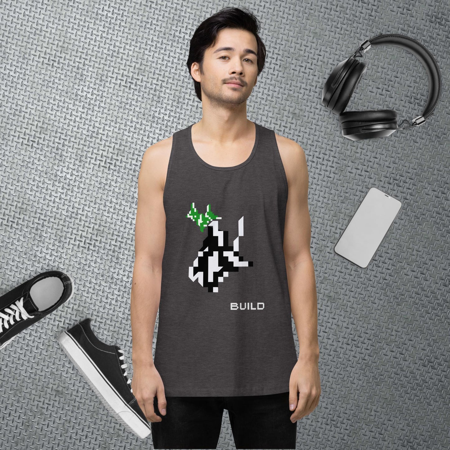 Pixel Art Tank Top Gaming Tank Gamer Gift Deer Pixel Art Workout Clothes Gaming Apparel Retro Gym Top Summer Streetwear Gift for Boyfriend