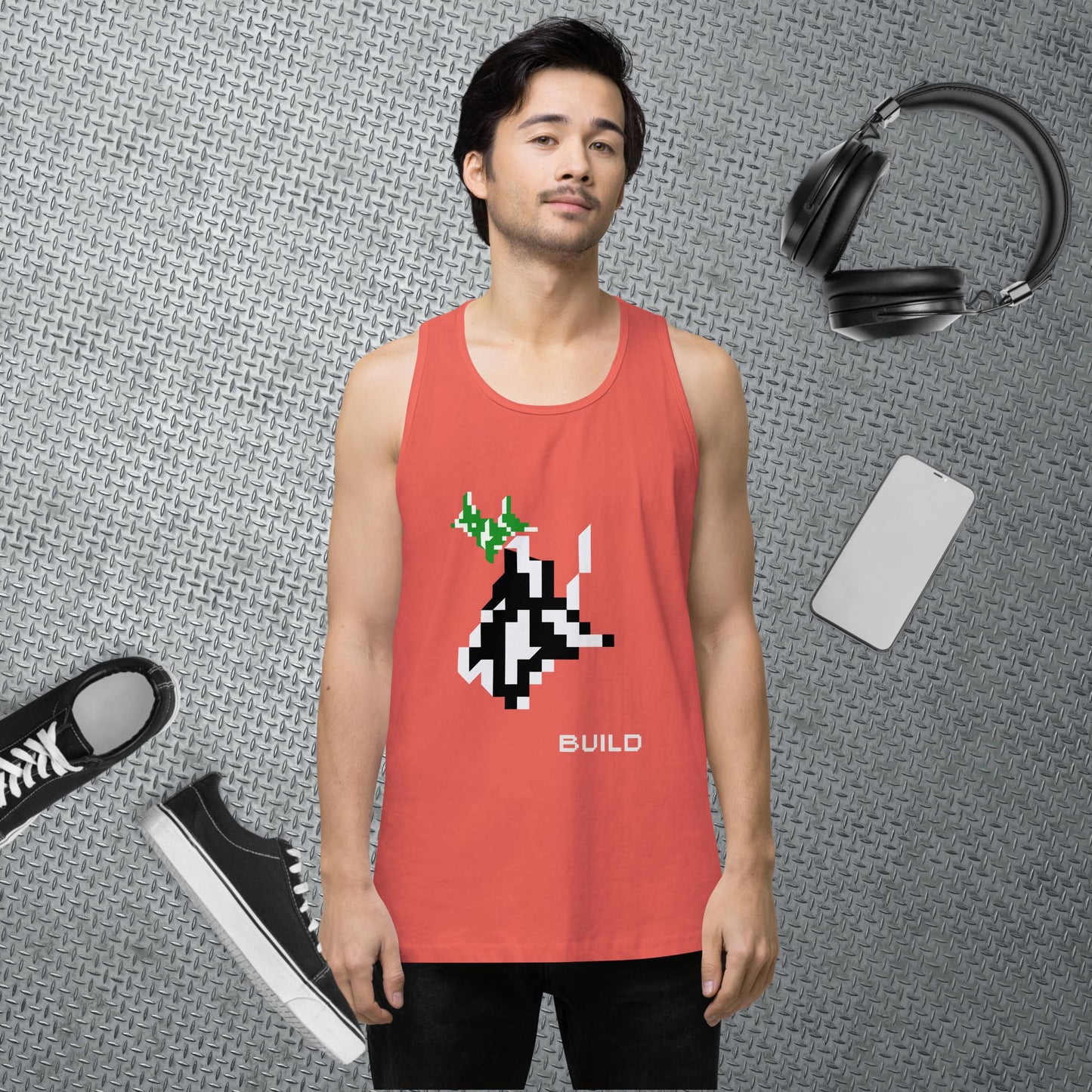 Pixel Art Tank Top Gaming Tank Gamer Gift Deer Pixel Art Workout Clothes Gaming Apparel Retro Gym Top Summer Streetwear Gift for Boyfriend