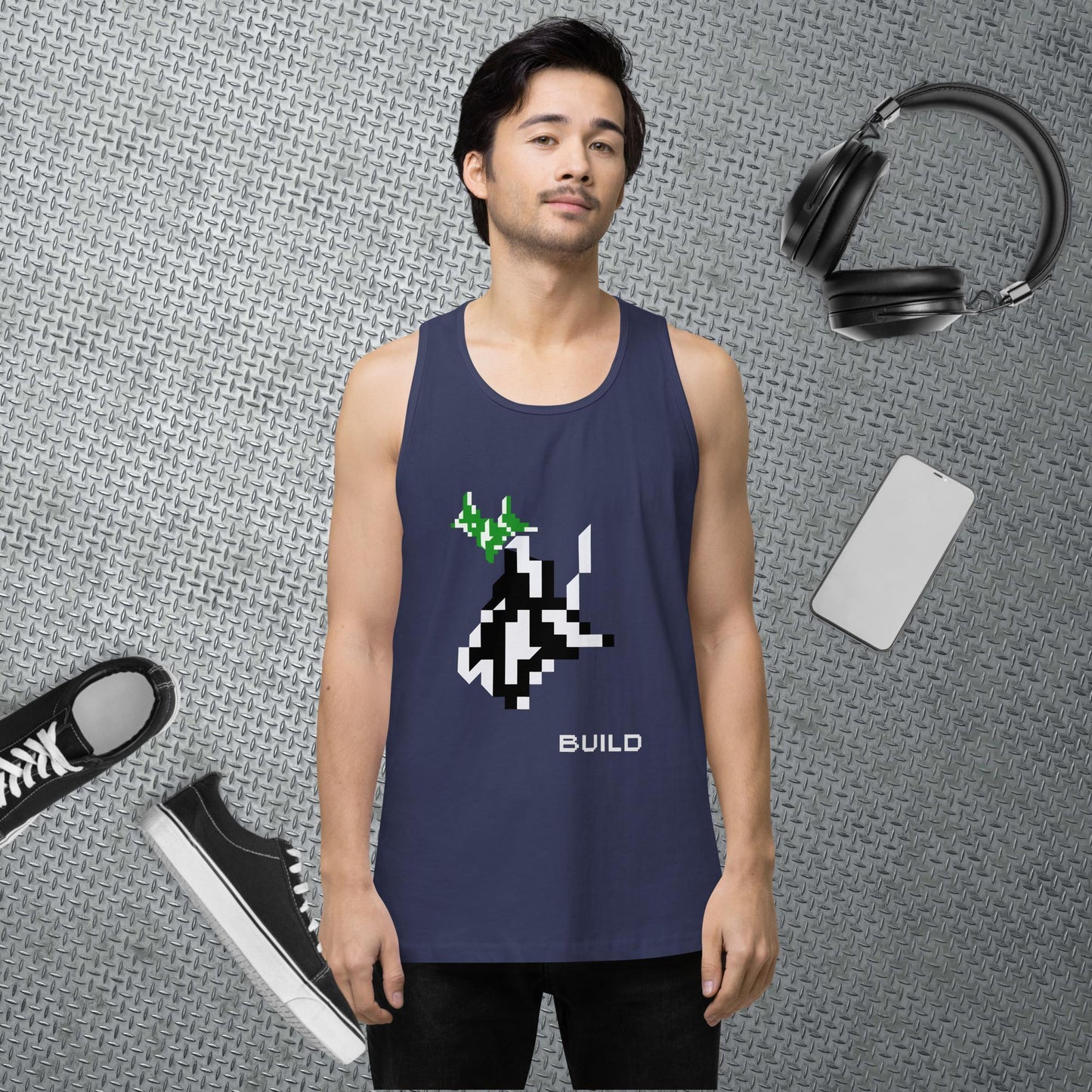Pixel Art Tank Top Gaming Tank Gamer Gift Deer Pixel Art Workout Clothes Gaming Apparel Retro Gym Top Summer Streetwear Gift for Boyfriend