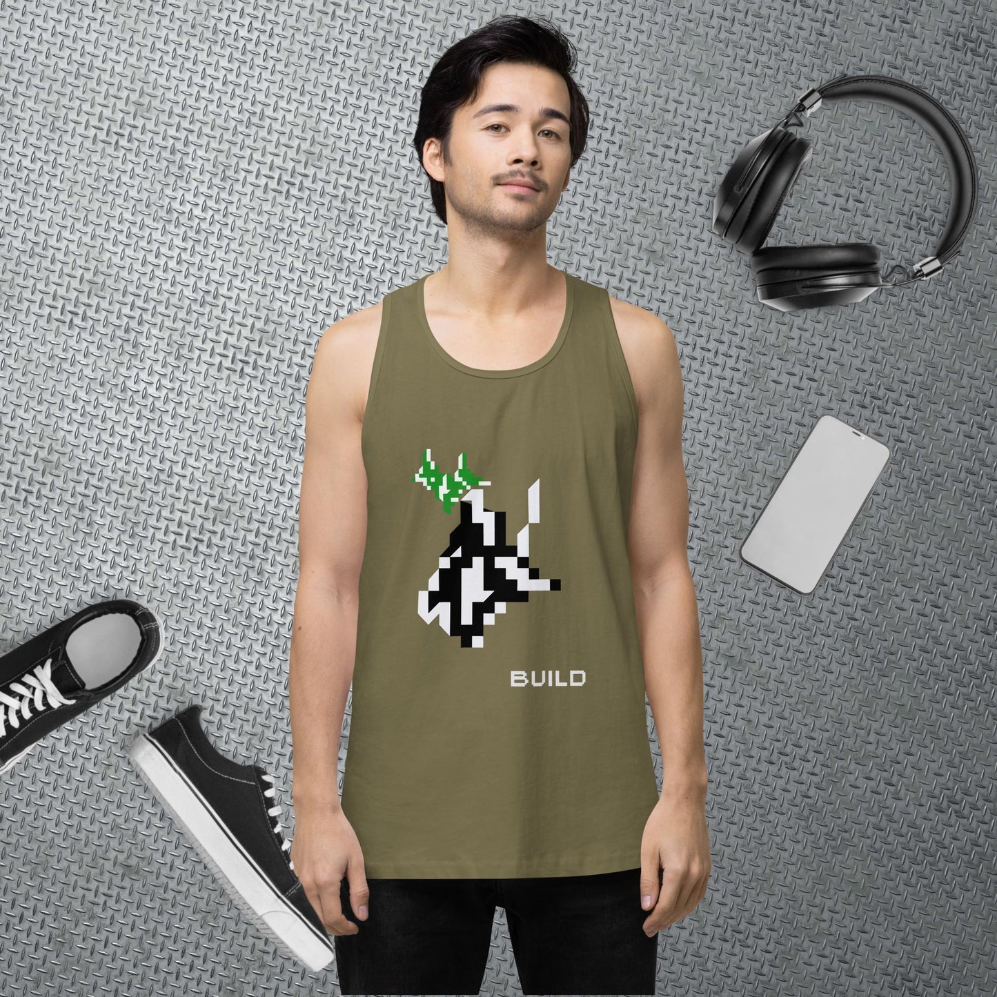 Pixel Art Tank Top Gaming Tank Gamer Gift Deer Pixel Art Workout Clothes Gaming Apparel Retro Gym Top Summer Streetwear Gift for Boyfriend