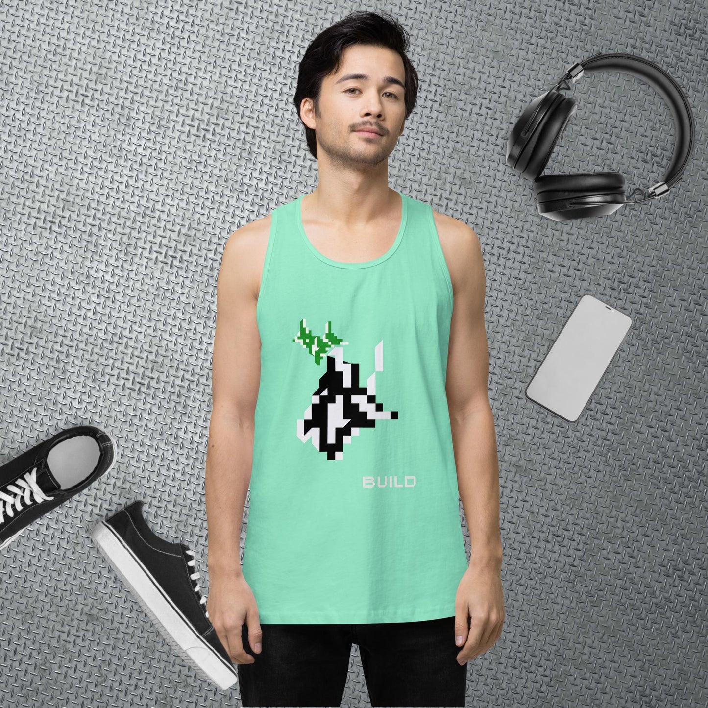 Pixel Art Tank Top Gaming Tank Gamer Gift Deer Pixel Art Workout Clothes Gaming Apparel Retro Gym Top Summer Streetwear Gift for Boyfriend