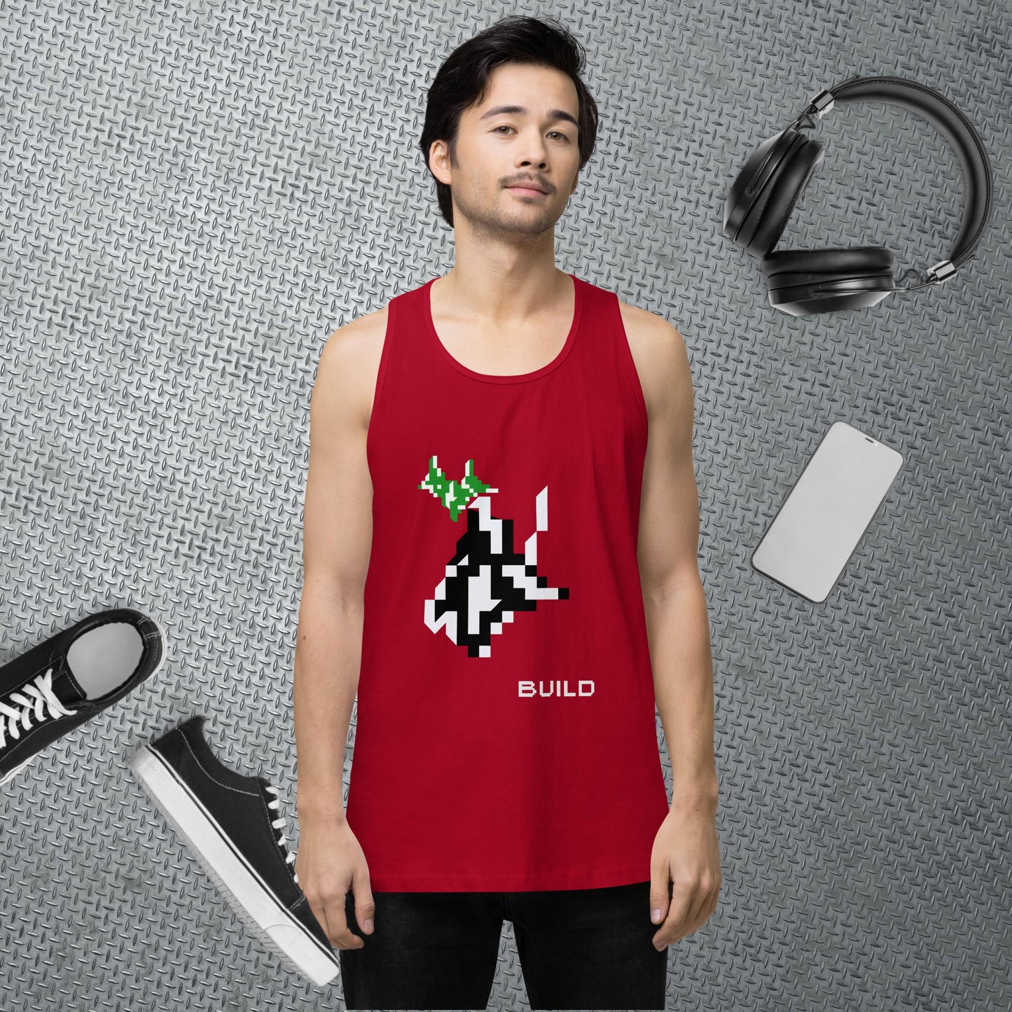 Pixel Art Tank Top Gaming Tank Gamer Gift Deer Pixel Art Workout Clothes Gaming Apparel Retro Gym Top Summer Streetwear Gift for Boyfriend