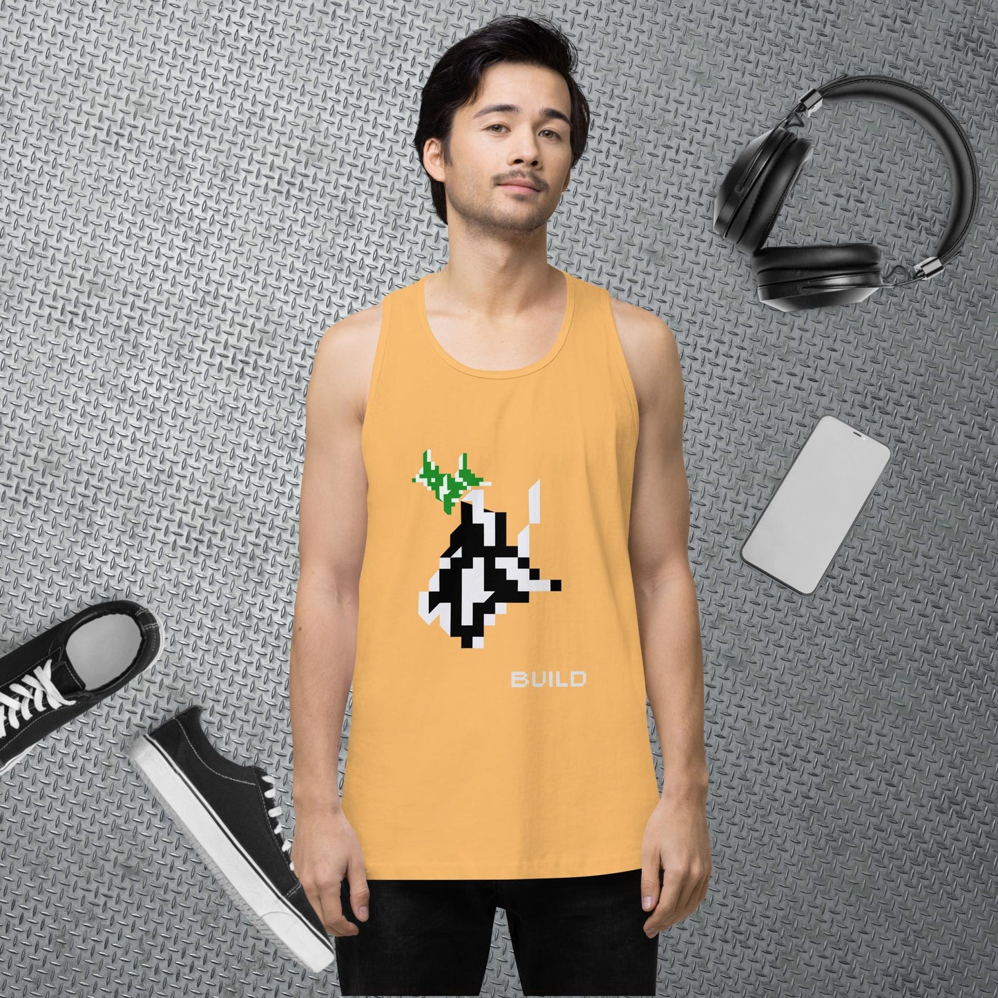 Pixel Art Tank Top Gaming Tank Gamer Gift Deer Pixel Art Workout Clothes Gaming Apparel Retro Gym Top Summer Streetwear Gift for Boyfriend