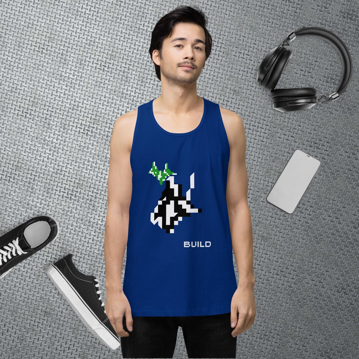 Pixel Art Tank Top Gaming Tank Gamer Gift Deer Pixel Art Workout Clothes Gaming Apparel Retro Gym Top Summer Streetwear Gift for Boyfriend