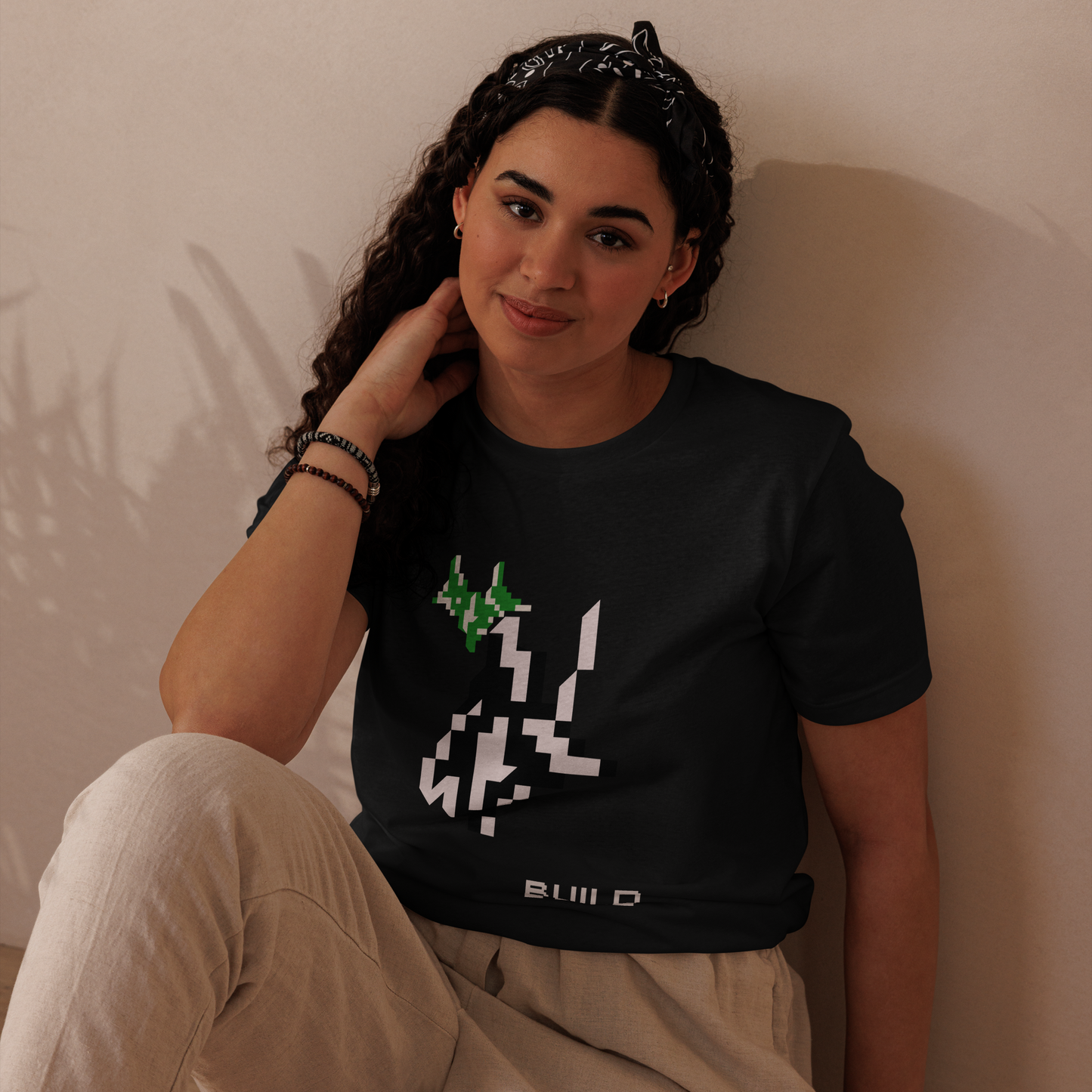 BUILD, MONOCHROME, Unisex staple eco t-shirt, Athleisure Minimalist BUILD Pixel Graphic Tech Streetwear Fashion Gaming Gift Unisex Workout Top Comfortable Layer