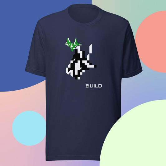 BUILD, MONOCHROME, Unisex staple eco t-shirt, Athleisure Minimalist BUILD Pixel Graphic Tech Streetwear Fashion Gaming Gift Unisex Workout Top Comfortable Layer